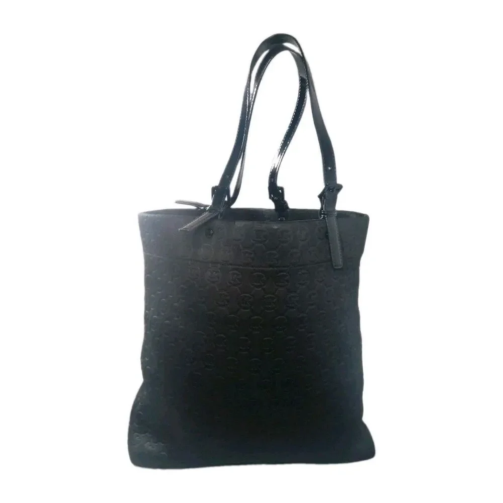 Michael Kors Jet Set Embossed Neoprene Logo Tote Black Handbag